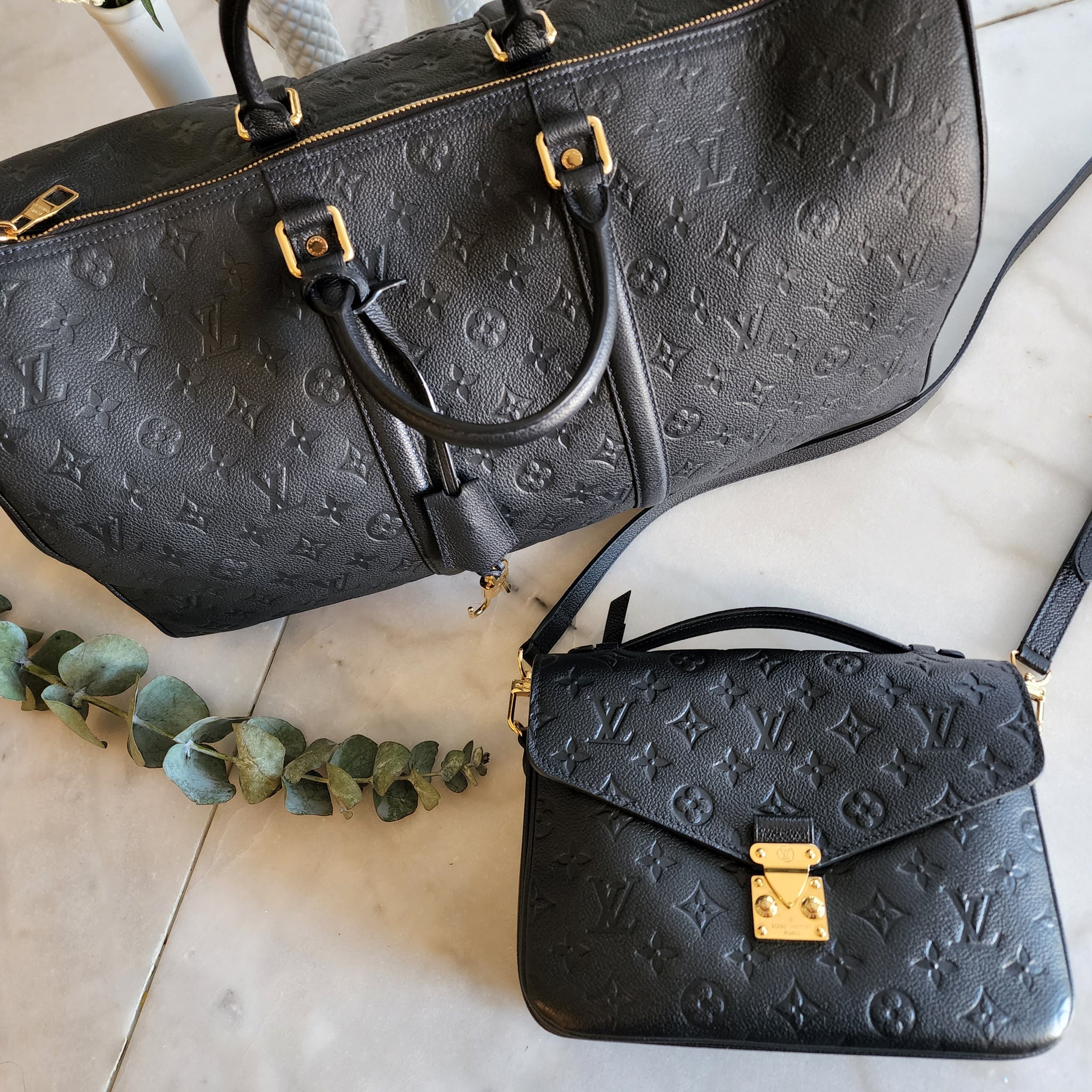 Louis Vuitton Keepall 45 Travel Bag in Black Empreinte Monogram